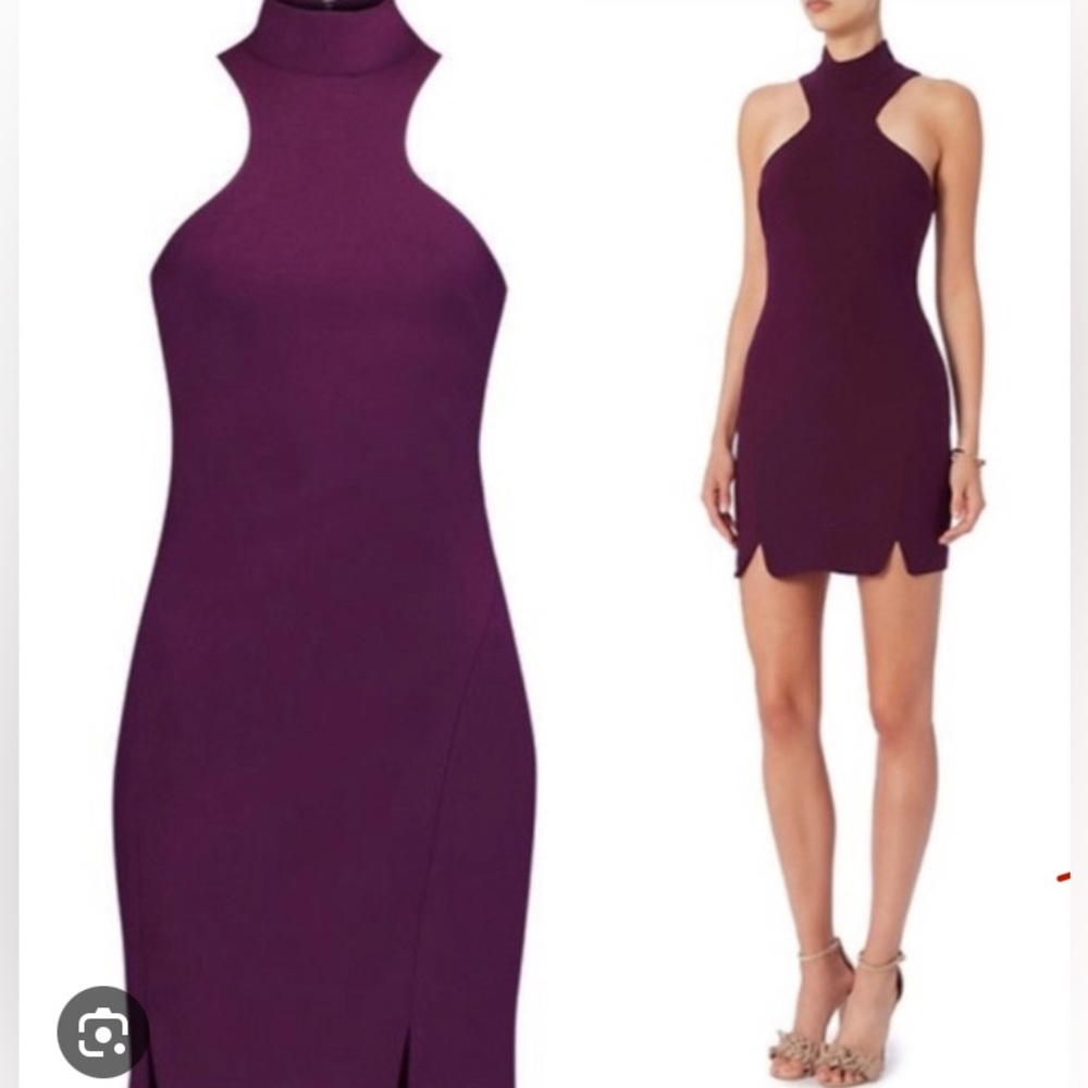 Cinq a Sept halterneck mock neck maroon dress 2